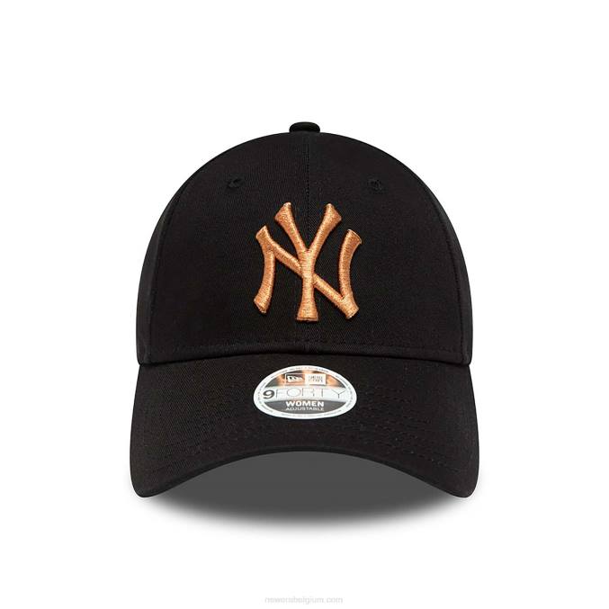 New Era New York Yankees dames metallic logo zwarte 9forty verstelbare pet BT241533