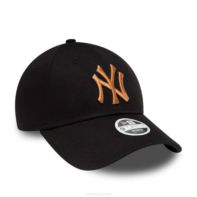 New Era New York Yankees dames metallic logo zwarte 9forty verstelbare pet BT241533