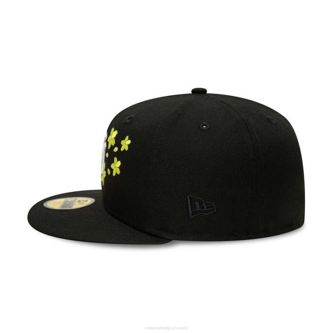 New Era New York Yankees gele bloesem zwarte 59fifty getailleerde pet BT241000