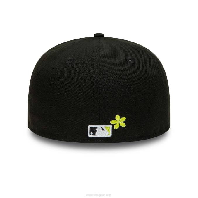 New Era New York Yankees gele bloesem zwarte 59fifty getailleerde pet BT241000