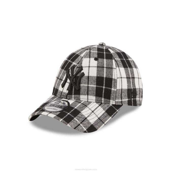 New Era New York Yankees geruite zwarte 9forty verstelbare pet BT241736