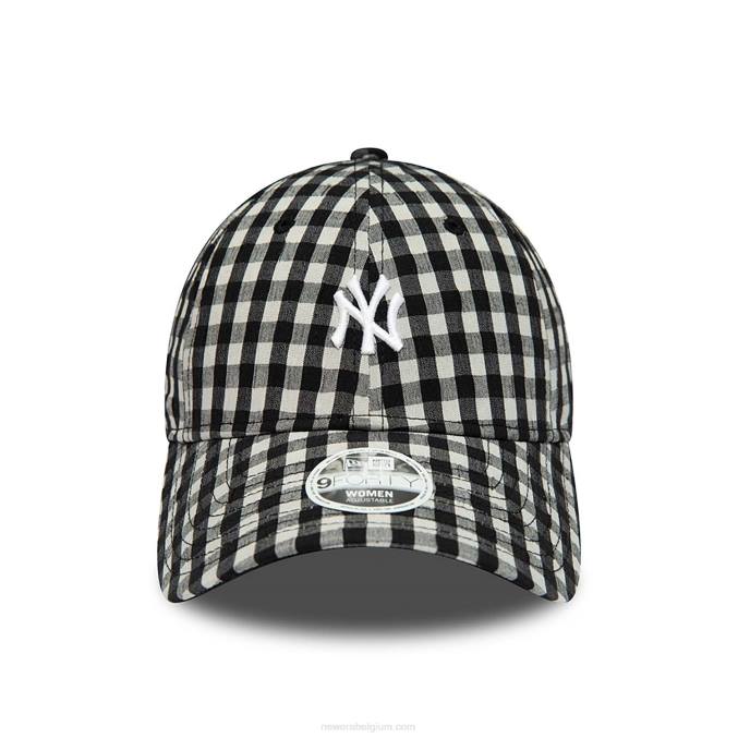 New Era New York Yankees gingham zwarte 9forty verstelbare pet voor dames BT241728