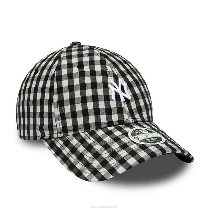 New Era New York Yankees gingham zwarte 9forty verstelbare pet voor dames BT241728
