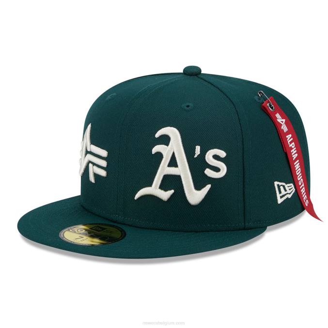 New Era Oakland Athletics Alpha Industries x mlb groen 59fifty getailleerde pet BT241036