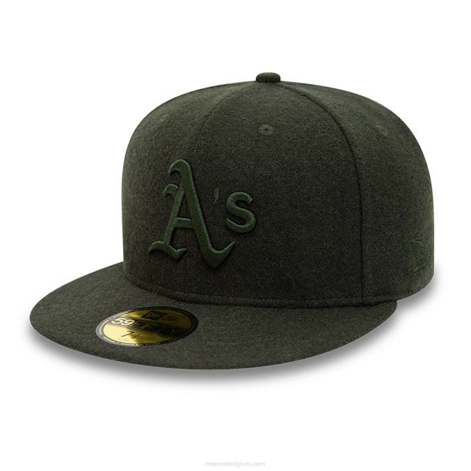 New Era Oakland Athletics Melton donkergroene 59fifty getailleerde pet BT241236