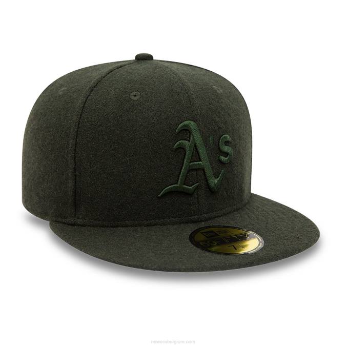 New Era Oakland Athletics Melton donkergroene 59fifty getailleerde pet BT241236