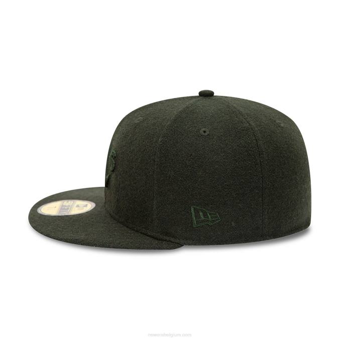 New Era Oakland Athletics Melton donkergroene 59fifty getailleerde pet BT241236