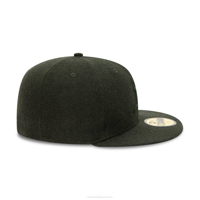 New Era Oakland Athletics Melton donkergroene 59fifty getailleerde pet BT241236