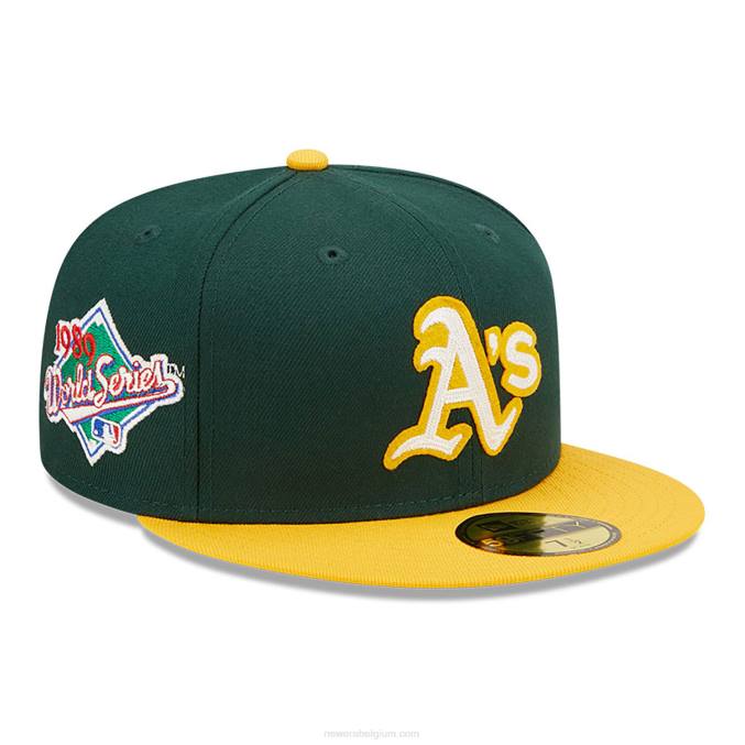 New Era Oakland Athletics Ne Letterman donkergroene 59fifty getailleerde pet BT24340