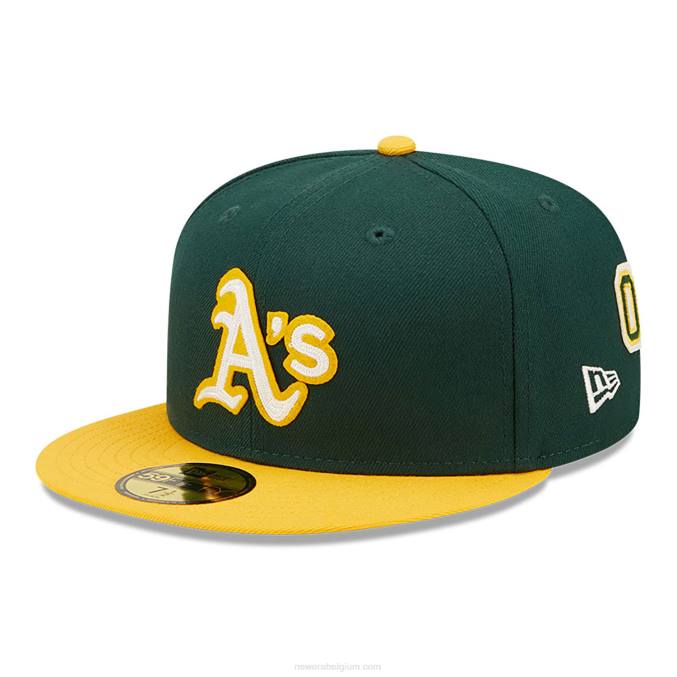 New Era Oakland Athletics Ne Letterman donkergroene 59fifty getailleerde pet BT24340