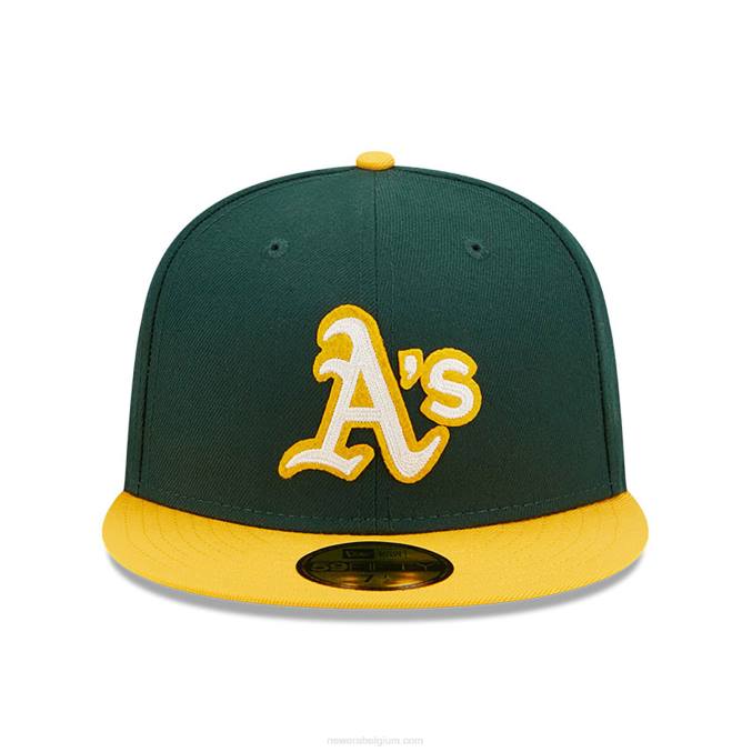 New Era Oakland Athletics Ne Letterman donkergroene 59fifty getailleerde pet BT24340