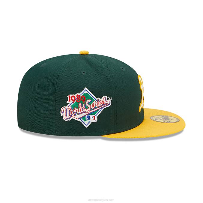 New Era Oakland Athletics Ne Letterman donkergroene 59fifty getailleerde pet BT24340