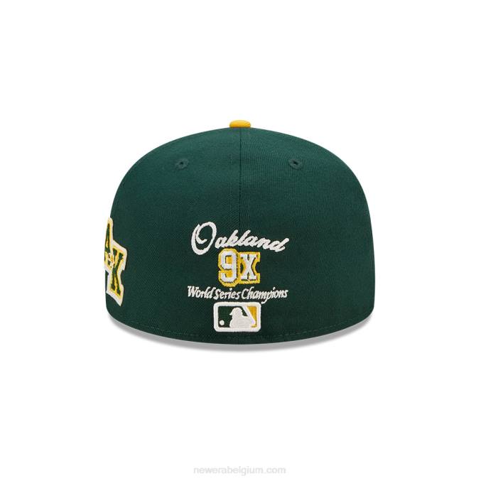 New Era Oakland Athletics Ne Letterman donkergroene 59fifty getailleerde pet BT24340