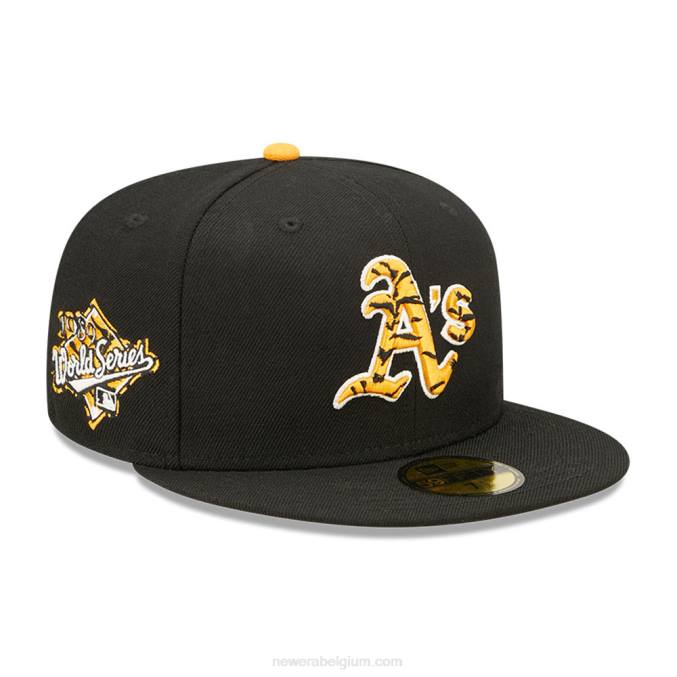 New Era Oakland Athletics Tiger Fill zwarte 59fifty getailleerde pet BT24553