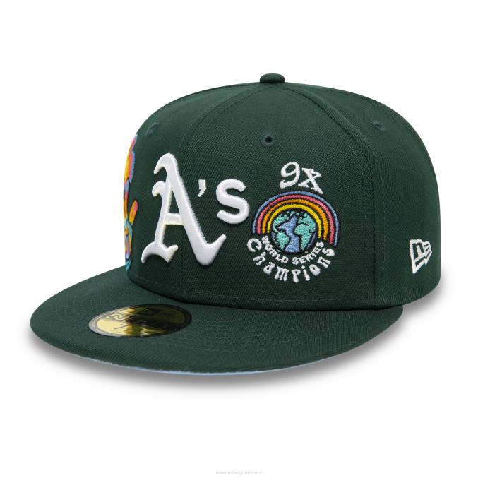 New Era Oakland Athletics groovy donkergroene 59fifty pet BT24233