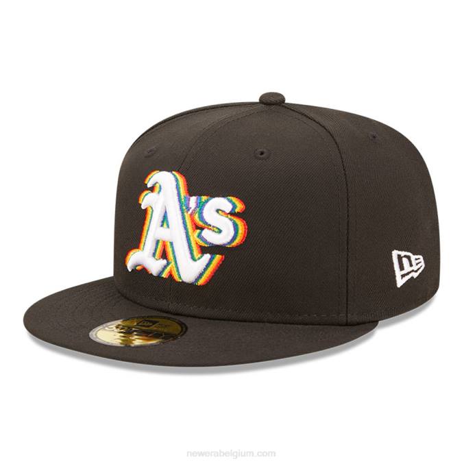 New Era Oakland Athletics mlb prismatisch zwart 59fifty getailleerde pet BT24550