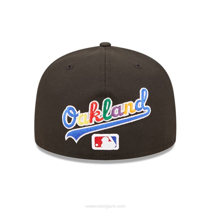 New Era Oakland Athletics mlb prismatisch zwart 59fifty getailleerde pet BT24550