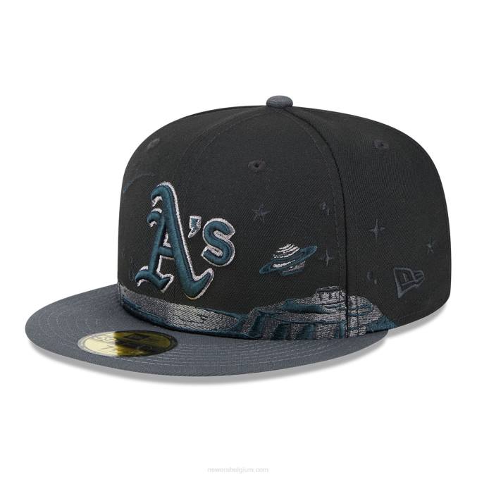 New Era Oakland Athletics planetaire zwarte 59fifty getailleerde pet BT2470