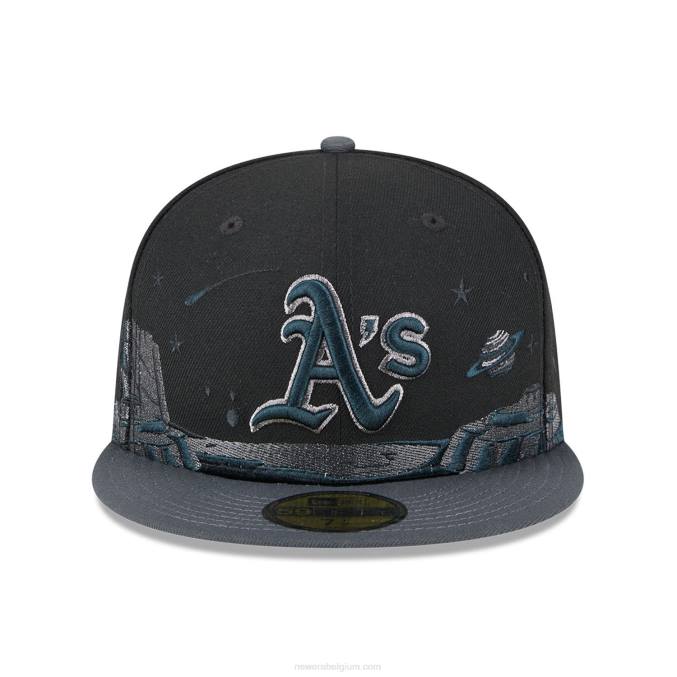 New Era Oakland Athletics planetaire zwarte 59fifty getailleerde pet BT2470