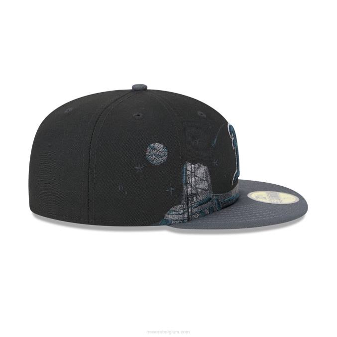 New Era Oakland Athletics planetaire zwarte 59fifty getailleerde pet BT2470