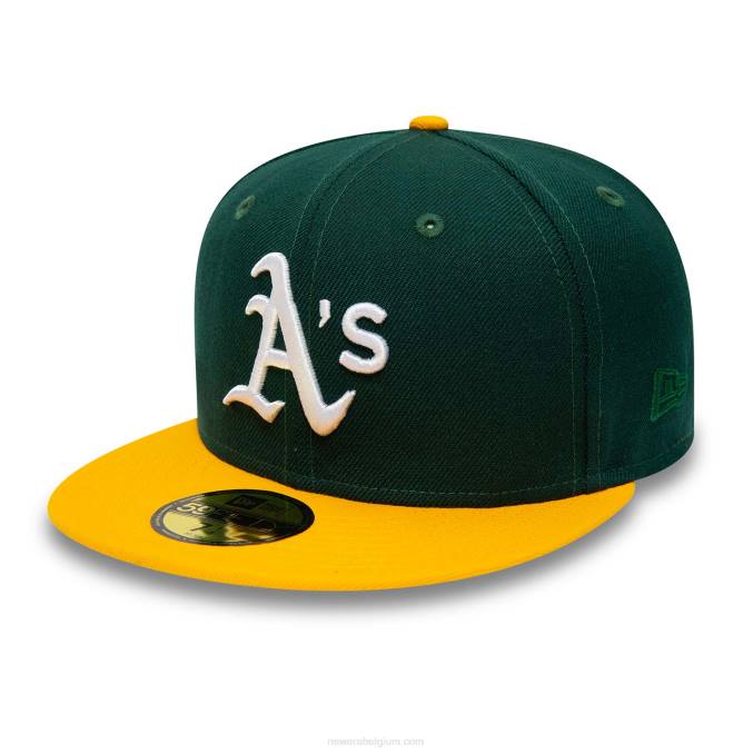 New Era Oakland Athletics premium wollen donkergroene 59fifty getailleerde pet BT24207