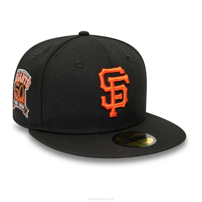 New Era San Francisco Giants 50e verjaardag zwarte 59fifty getailleerde pet BT24265