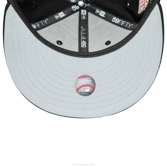 New Era San Francisco Giants 50e verjaardag zwarte 59fifty getailleerde pet BT24265