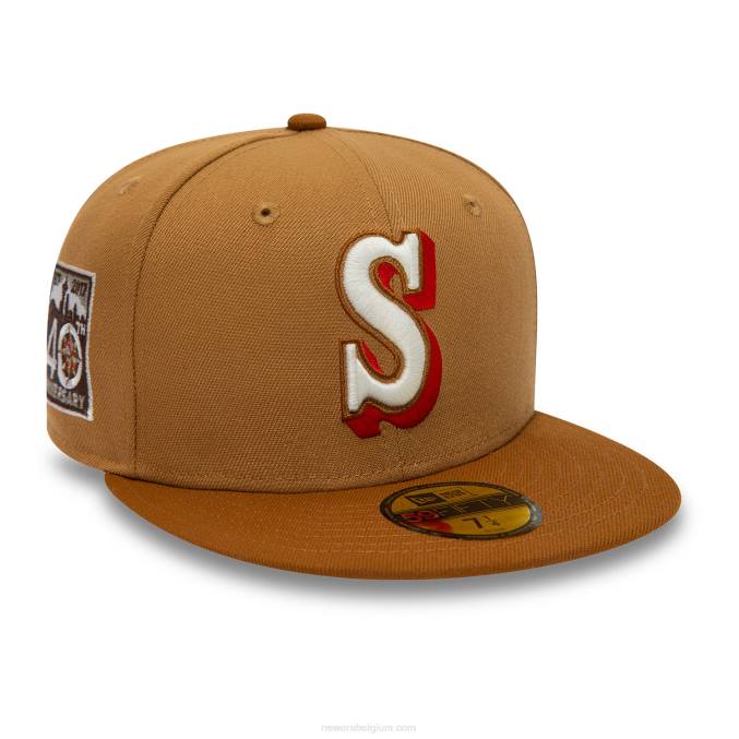 New Era Seattle Mariners 40e verjaardag bruine 59fifty getailleerde pet BT24756