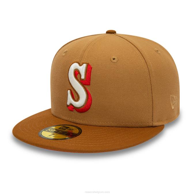 New Era Seattle Mariners 40e verjaardag bruine 59fifty getailleerde pet BT24756