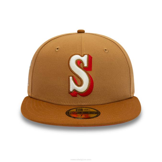 New Era Seattle Mariners 40e verjaardag bruine 59fifty getailleerde pet BT24756