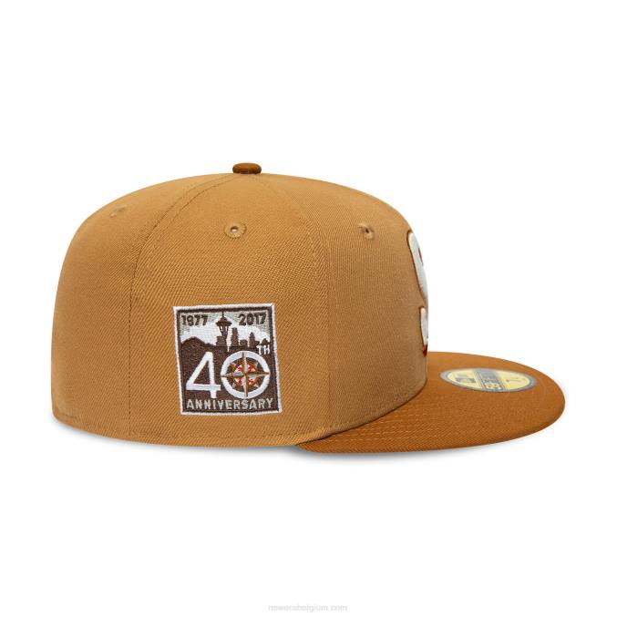 New Era Seattle Mariners 40e verjaardag bruine 59fifty getailleerde pet BT24756