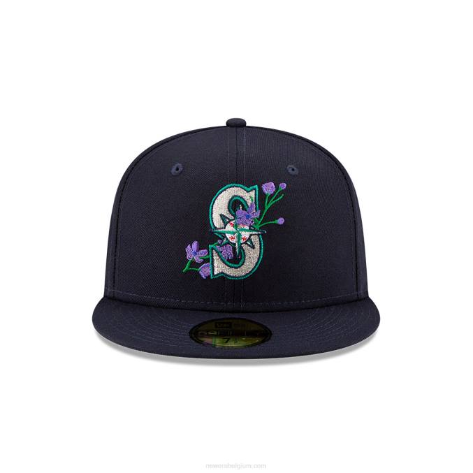 New Era Seattle Mariners Patch opzij Bloom Navy 59fifty getailleerde pet BT241316