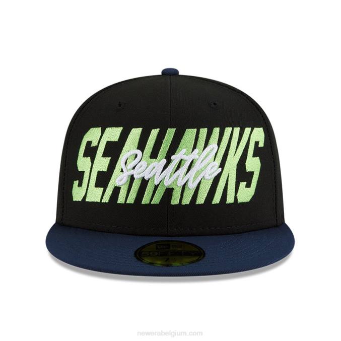New Era Seattle Seahawks nfl ontwerp zwarte 59fifty getailleerde pet BT24554