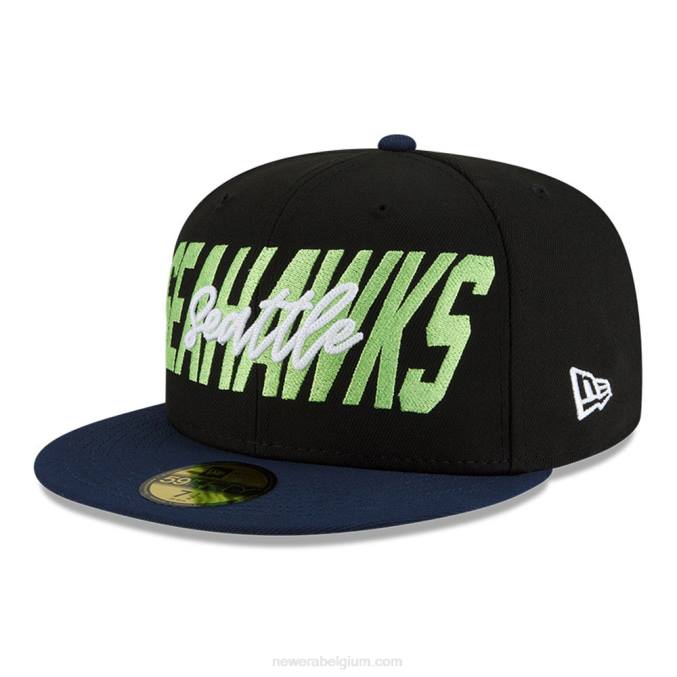New Era Seattle Seahawks nfl ontwerp zwarte 59fifty getailleerde pet BT24554