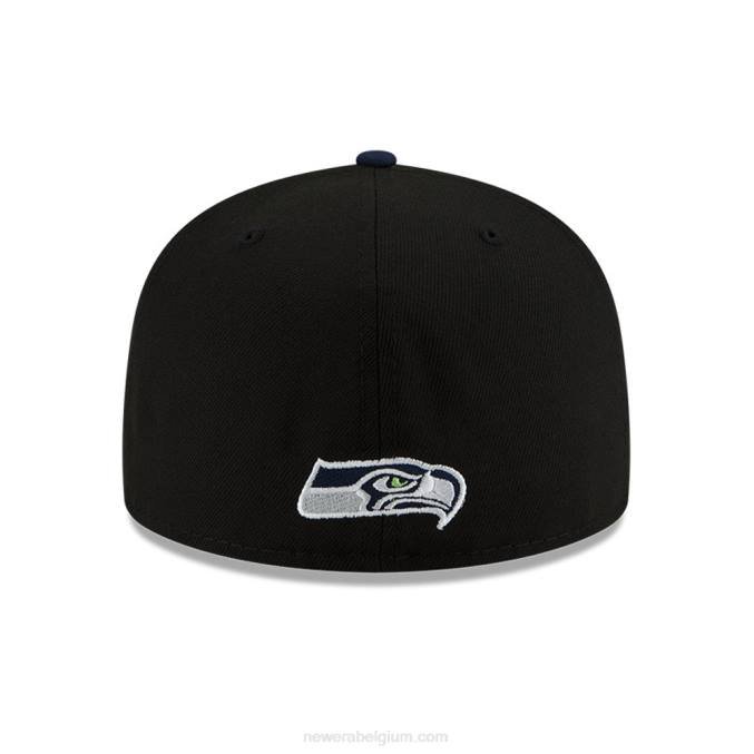 New Era Seattle Seahawks nfl ontwerp zwarte 59fifty getailleerde pet BT24554