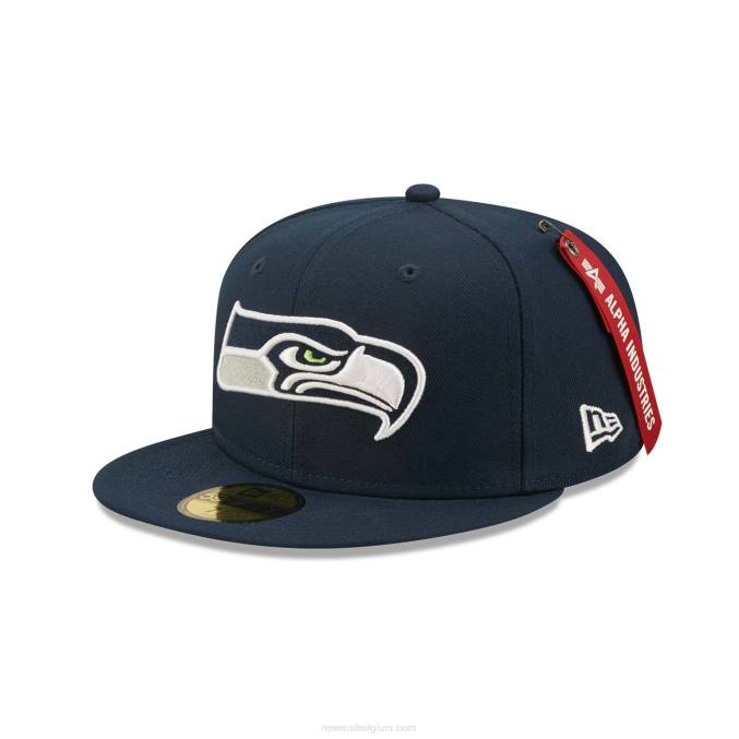 New Era Seattle Seahawks x Alpha Industries blauwe 59fifty getailleerde pet BT24608