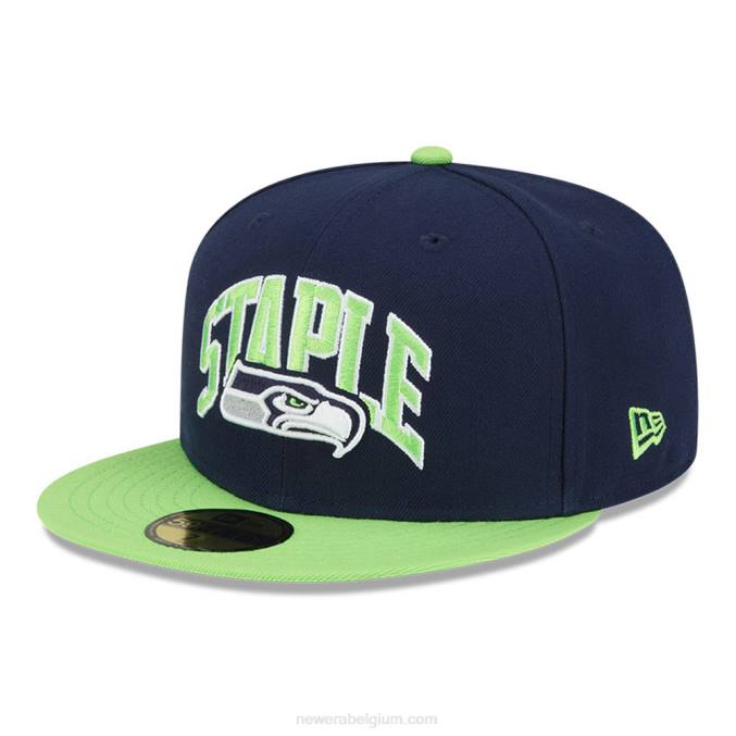 New Era Seattle Seahawks x Staple marine 59fifty getailleerde pet BT241376
