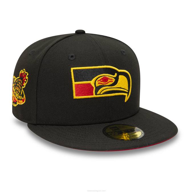 New Era Seattle Seahawks zwarte 59fifty getailleerde pet BT24652