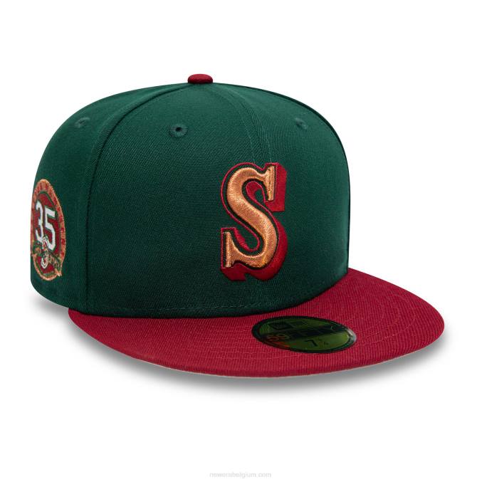 New Era Seattle mariners 35 jaar donkergroene 59fifty getailleerde pet BT241289