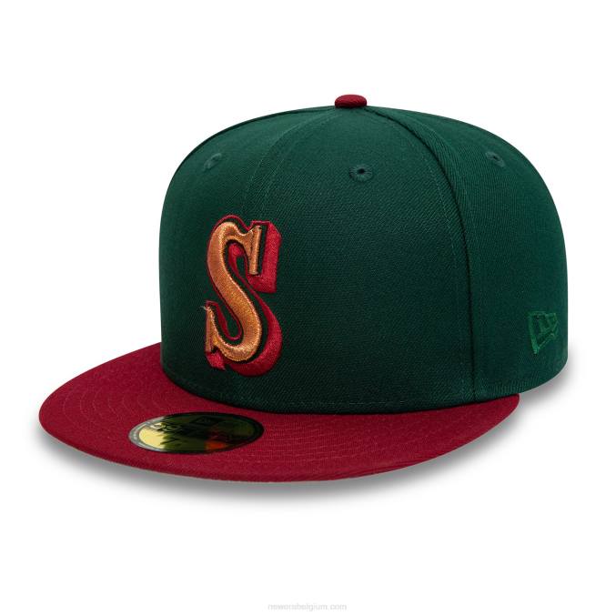 New Era Seattle mariners 35 jaar donkergroene 59fifty getailleerde pet BT241289