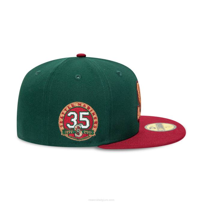 New Era Seattle mariners 35 jaar donkergroene 59fifty getailleerde pet BT241289
