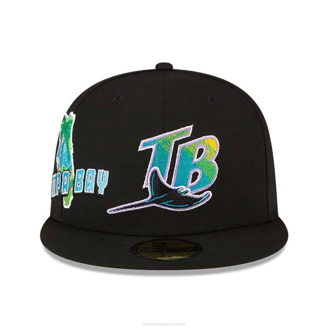 New Era Tampa Bay Rays Stateview zwarte 59fifty getailleerde pet BT24808