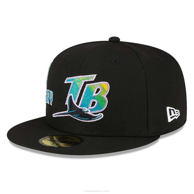 New Era Tampa Bay Rays Stateview zwarte 59fifty getailleerde pet BT24808