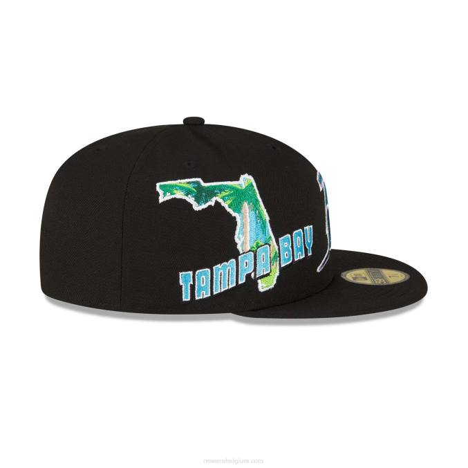New Era Tampa Bay Rays Stateview zwarte 59fifty getailleerde pet BT24808