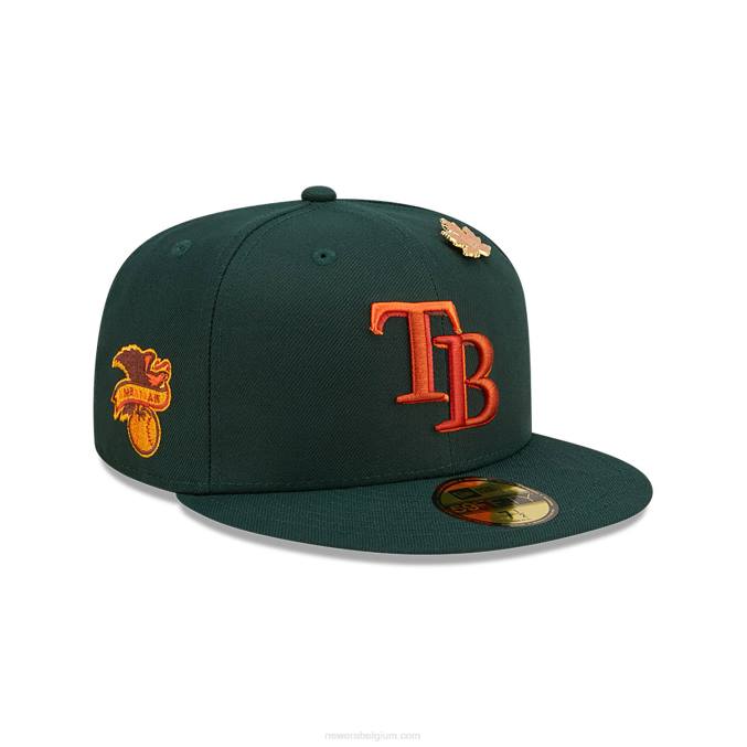 New Era Tampa Bay Rays lommerrijke donkergroene 59fifty getailleerde pet BT24892
