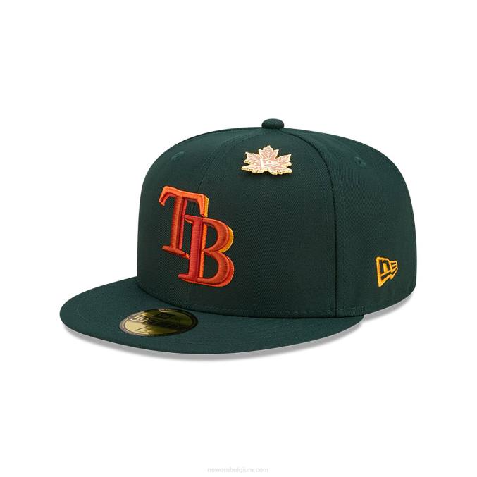 New Era Tampa Bay Rays lommerrijke donkergroene 59fifty getailleerde pet BT24892