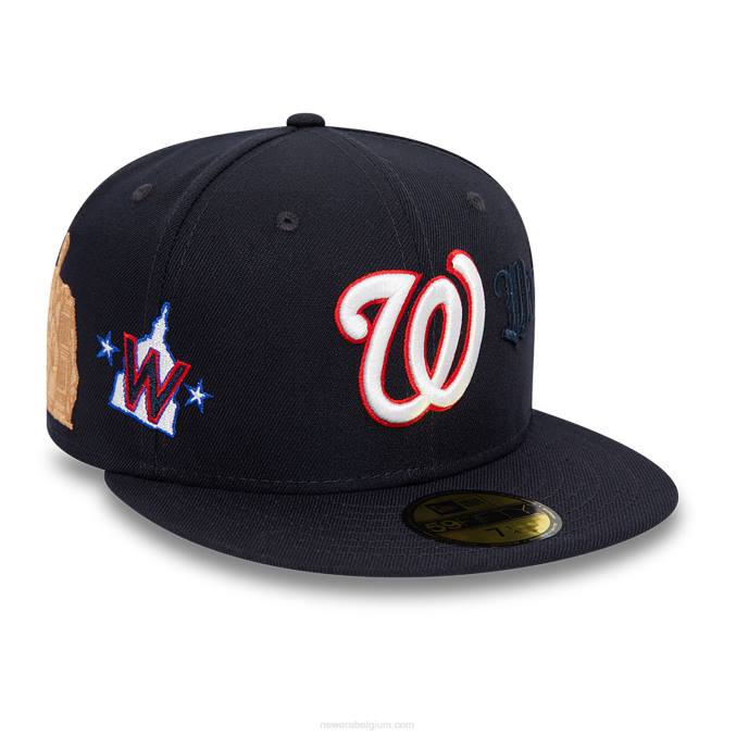 New Era Washington Nationals script marine 59fifty getailleerde pet BT24687