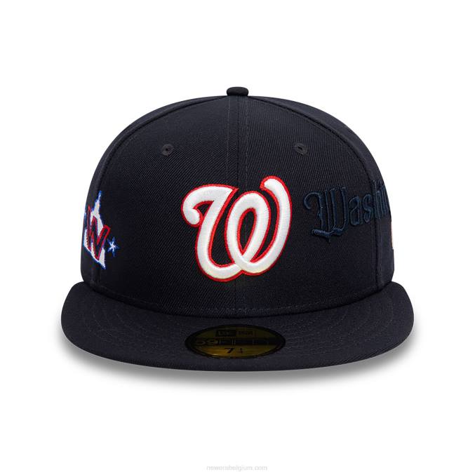 New Era Washington Nationals script marine 59fifty getailleerde pet BT24687