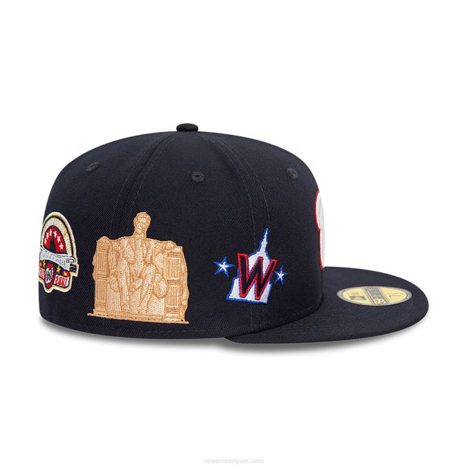 New Era Washington Nationals script marine 59fifty getailleerde pet BT24687
