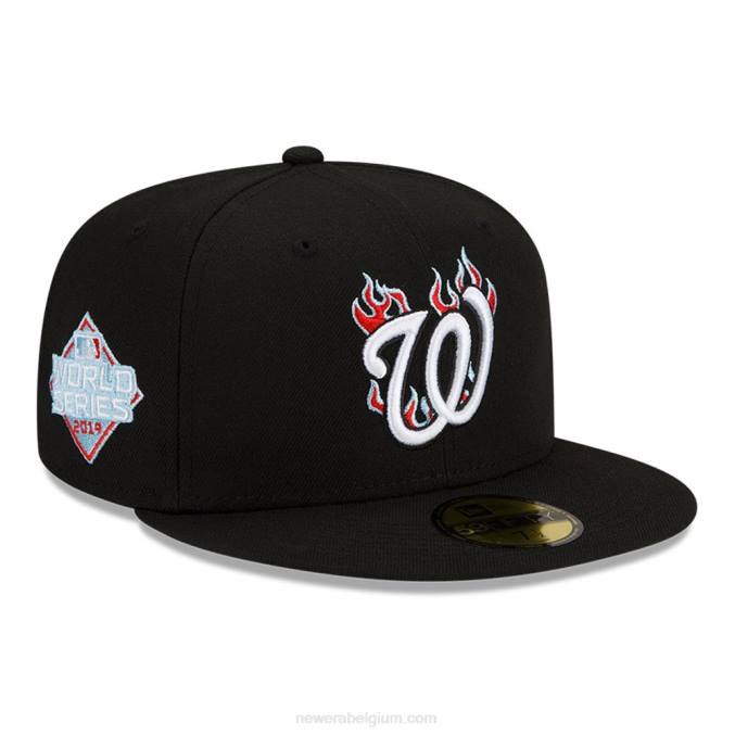 New Era Washington onderdanen mlb team fire zwarte 59fifty getailleerde pet BT24580